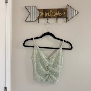 O'Neill Light Green Ruched V-Neck Camisole Cropped Tank Small